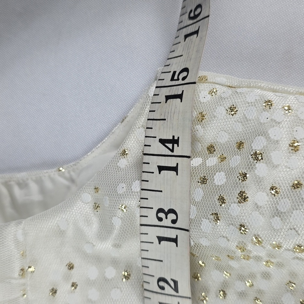 Jona Michelle Girls Cream/Gold Sequin Dress Christmas Ties Button Back Sz 12 EUC - Picture 9 of 11
